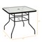 Outdoor Coffee Table Black Iron Frame Tempered Glass Umbrella Hole 32 Inch